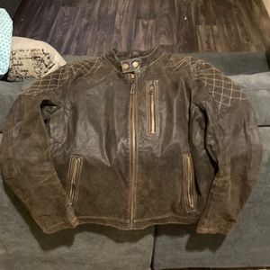 Brown leather riot jacket